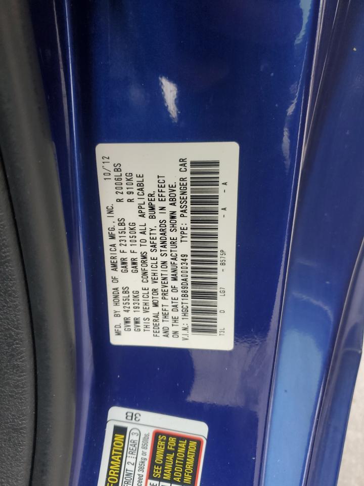2013 Honda Accord Exl VIN: 1HGCT1B89DA000349 Lot: 51337525