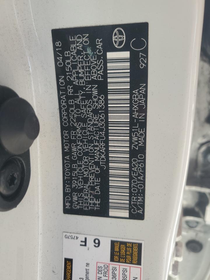2018 Toyota Prius VIN: JTDKARFU4J3061386 Lot: 48717375