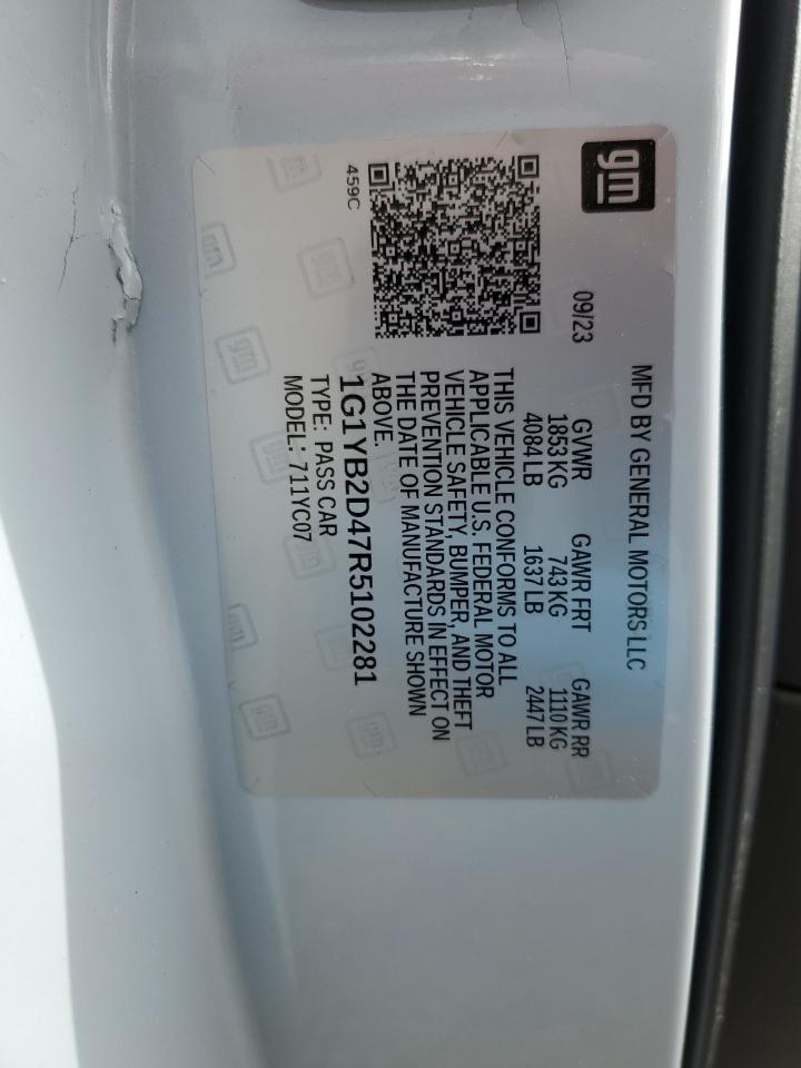 2024 Chevrolet Corvette Stingray 2Lt VIN: 1G1YB2D47R5102281 Lot: 47306555