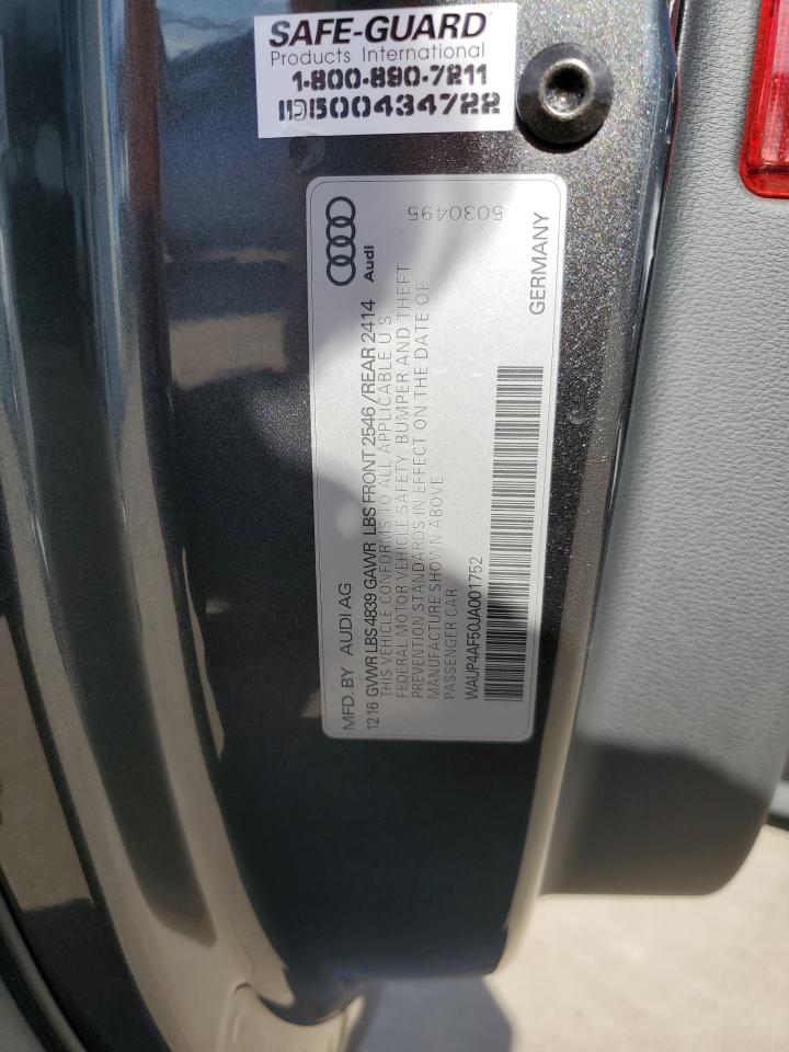 2018 Audi S5 Premium Plus VIN: WAUP4AF50JA001752 Lot: 48008715