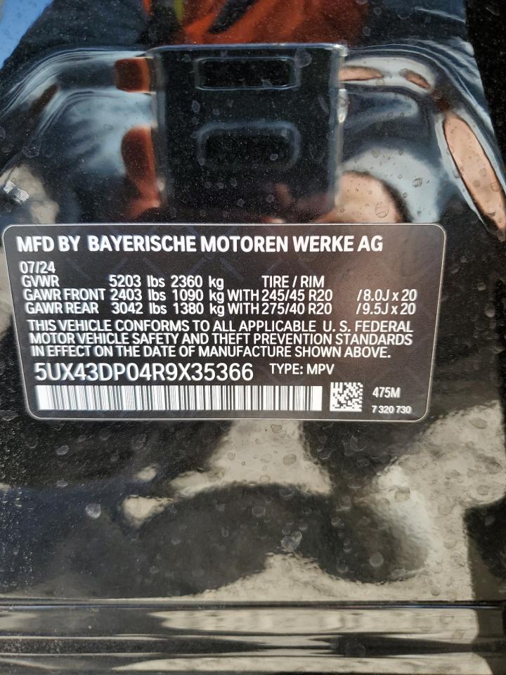 2024 BMW X3 Sdrive30I VIN: 5UX43DP04R9X35366 Lot: 48552435