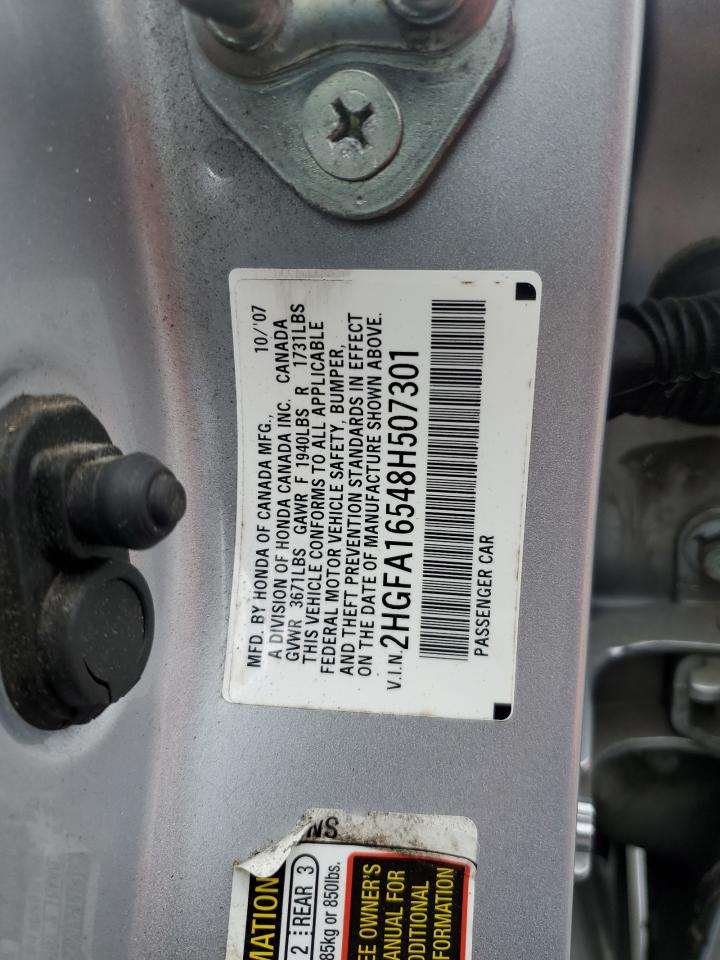 2008 Honda Civic Lx VIN: 2HGFA16548H507301 Lot: 49211045