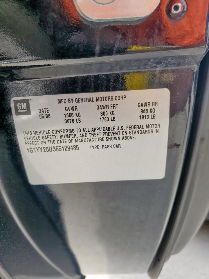 2006 Chevrolet Corvette VIN: 1G1YY25U365129485 Lot: 50080125