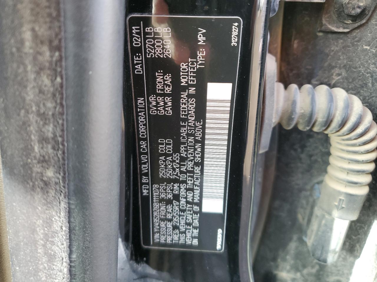 2011 Volvo Xc70 3.2 VIN: YV4952BZ6B1111078 Lot: 47661395