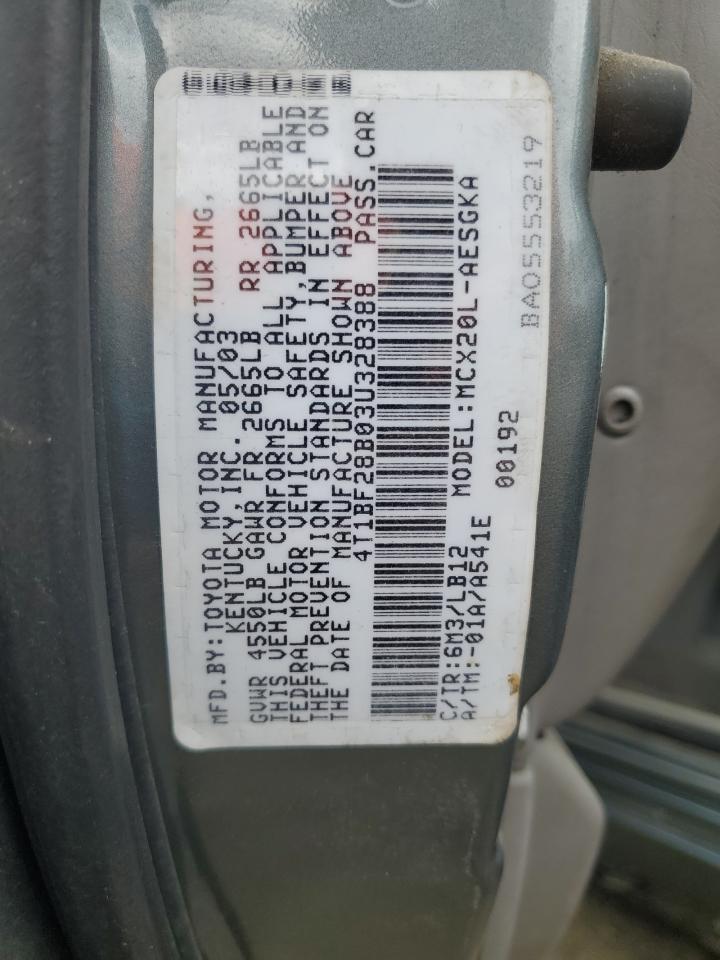 2003 Toyota Avalon Xl VIN: 4T1BF28B03U328388 Lot: 50993945