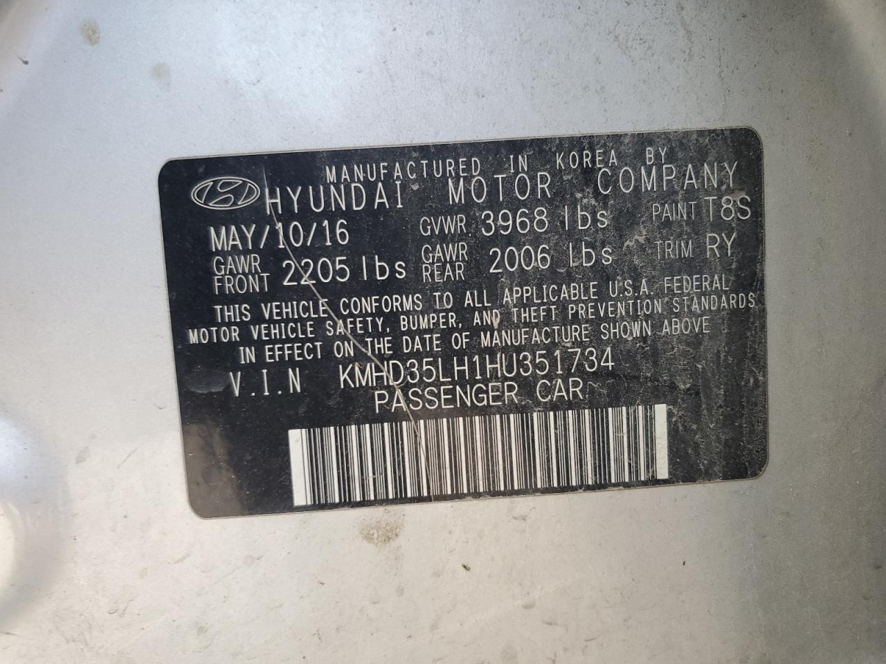 2017 Hyundai Elantra Gt VIN: KMHD35LH1HU351734 Lot: 49329235