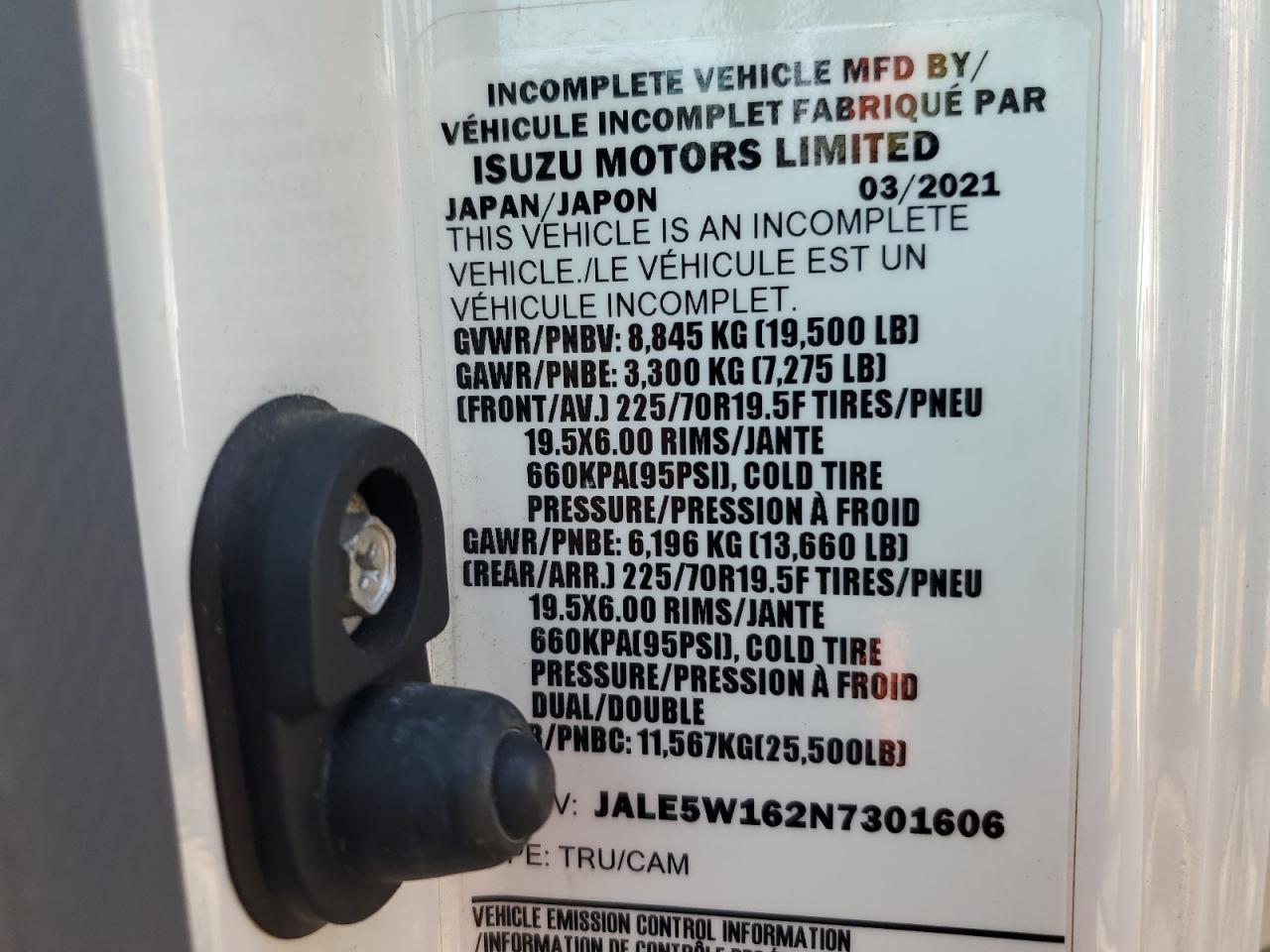 2022 Isuzu Nrr Box Truck VIN: JALE5W162N7301606 Lot: 48906525