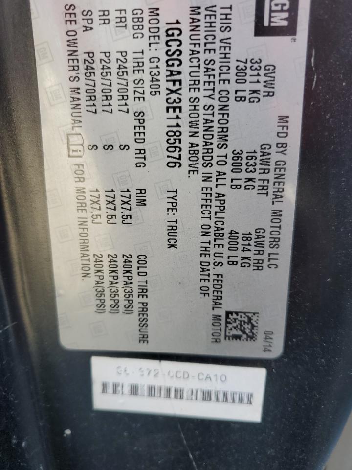 2014 Chevrolet Express G1500 VIN: 1GCSGAFX3E1185676 Lot: 94752535