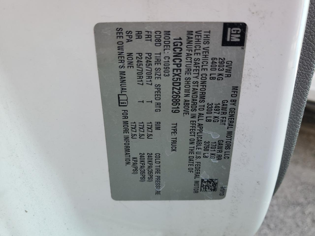 2013 Chevrolet Silverado C1500 VIN: 1GCNCPEX5DZ268619 Lot: 47969755