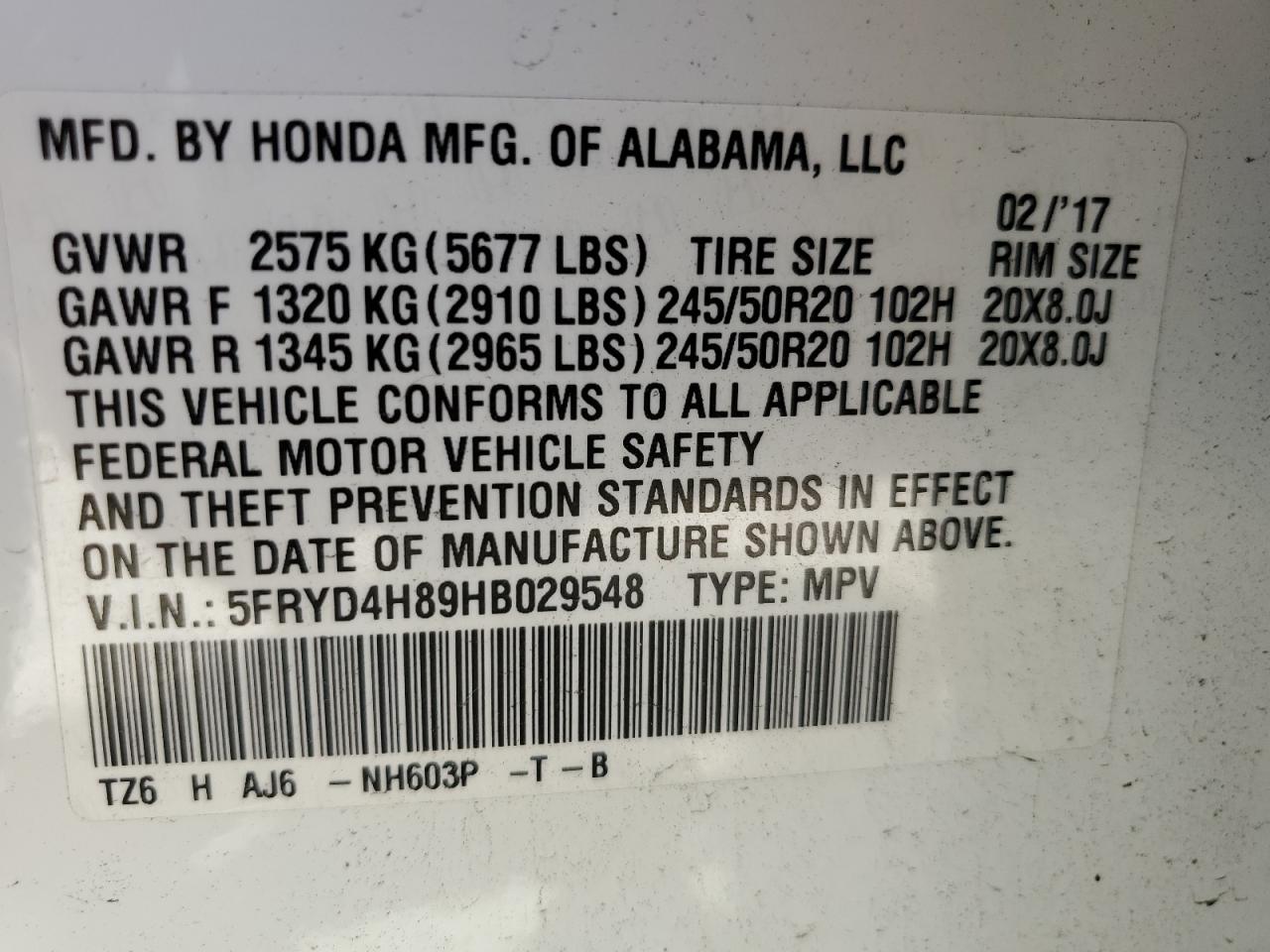 2017 Acura Mdx Advance VIN: 5FRYD4H89HB029548 Lot: 49157715