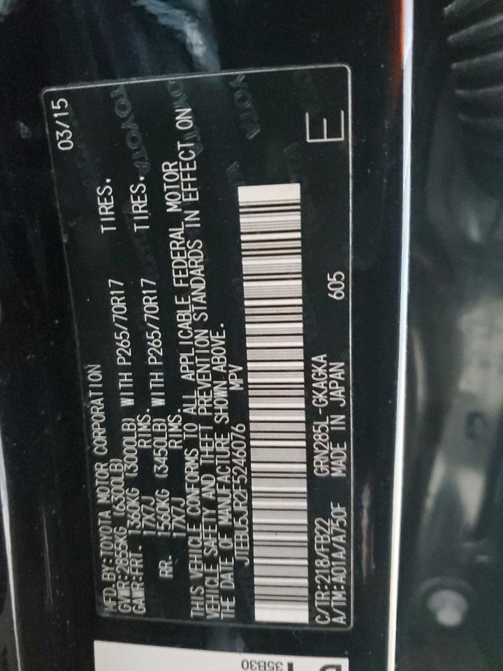 2015 Toyota 4Runner Sr5 VIN: JTEBU5JR2F5246076 Lot: 50672865