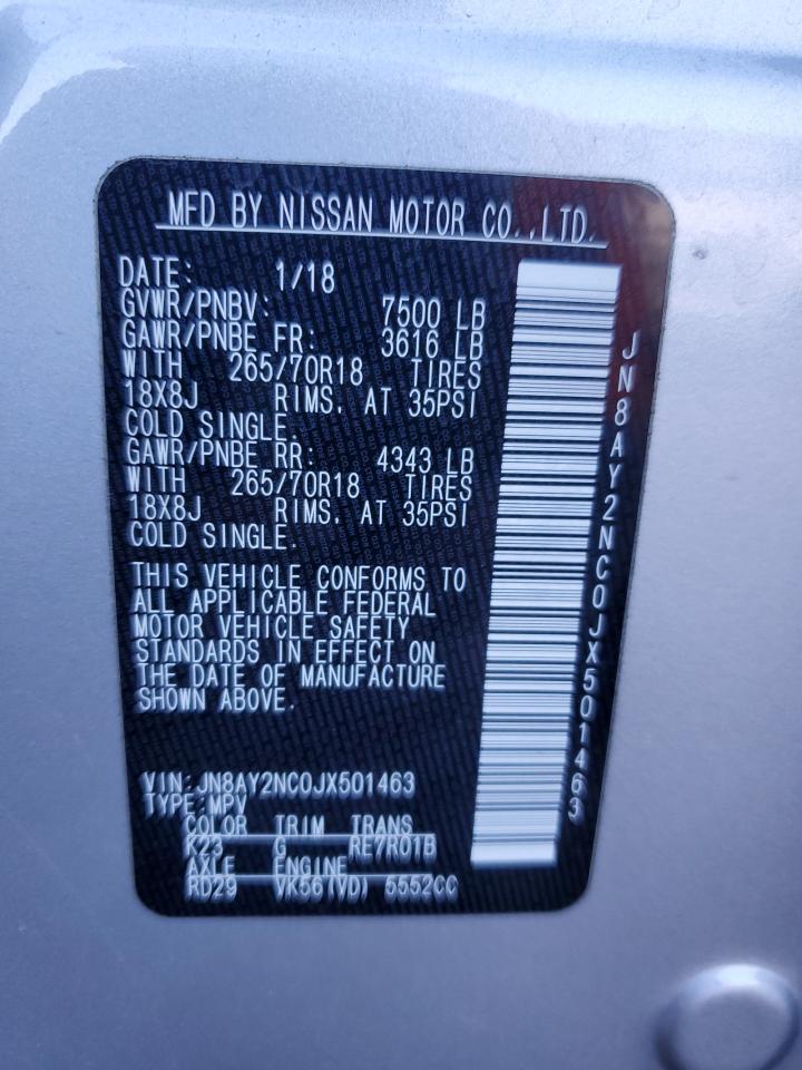 2018 Nissan Armada Sv VIN: JN8AY2NC0JX501463 Lot: 46956615
