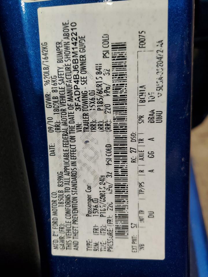 2011 Ford Fiesta Se VIN: 3FADP4BJ6BM142210 Lot: 49219915
