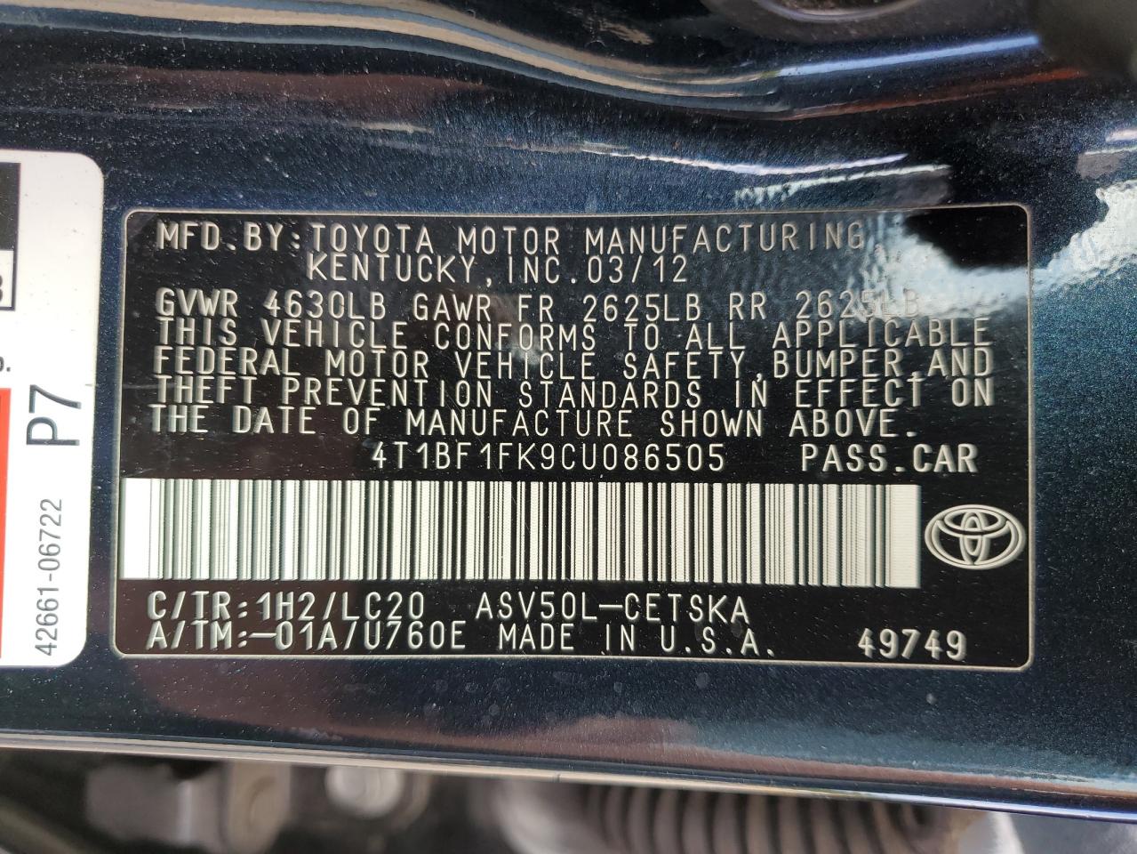 2012 Toyota Camry - Image 12