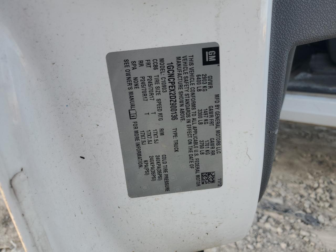 2013 Chevrolet Silverado C1500 VIN: 1GCNCPEX2DZ900136 Lot: 49300125