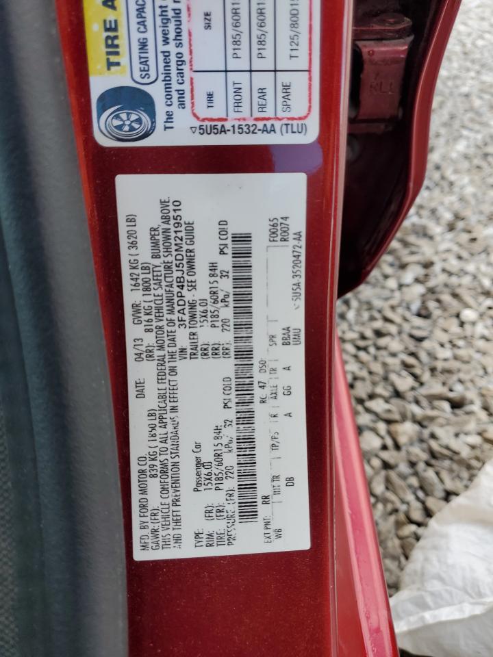 2013 Ford Fiesta Se VIN: 3FADP4BJ5DM219510 Lot: 50829715