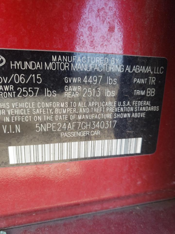 2016 Hyundai Sonata Se VIN: 5NPE24AF6GH302626 Lot: 50771425