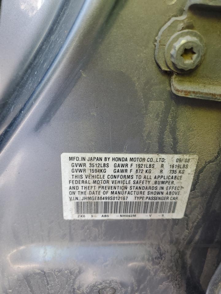 2009 Honda Fit Sport VIN: JHMGE88499S012167 Lot: 48287075