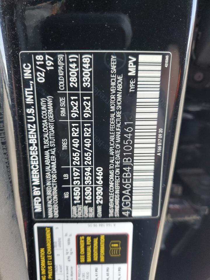 2018 Mercedes-Benz Gle 43 Amg VIN: 4JGDA6EB4JB105461 Lot: 50608075