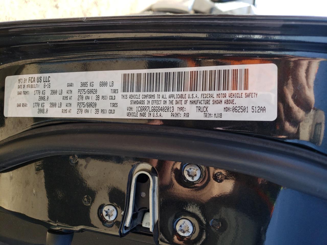 2016 Ram 1500 Slt VIN: 1C6RR7LG6GS402013 Lot: 49037755