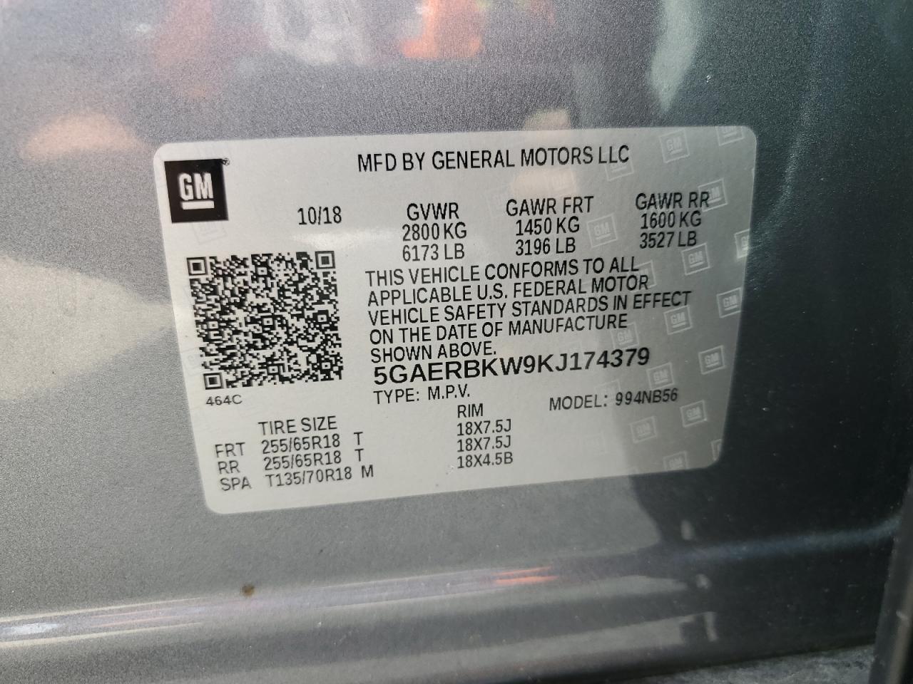2019 Buick Enclave Essence VIN: 5GAERBKW9KJ174379 Lot: 48417395