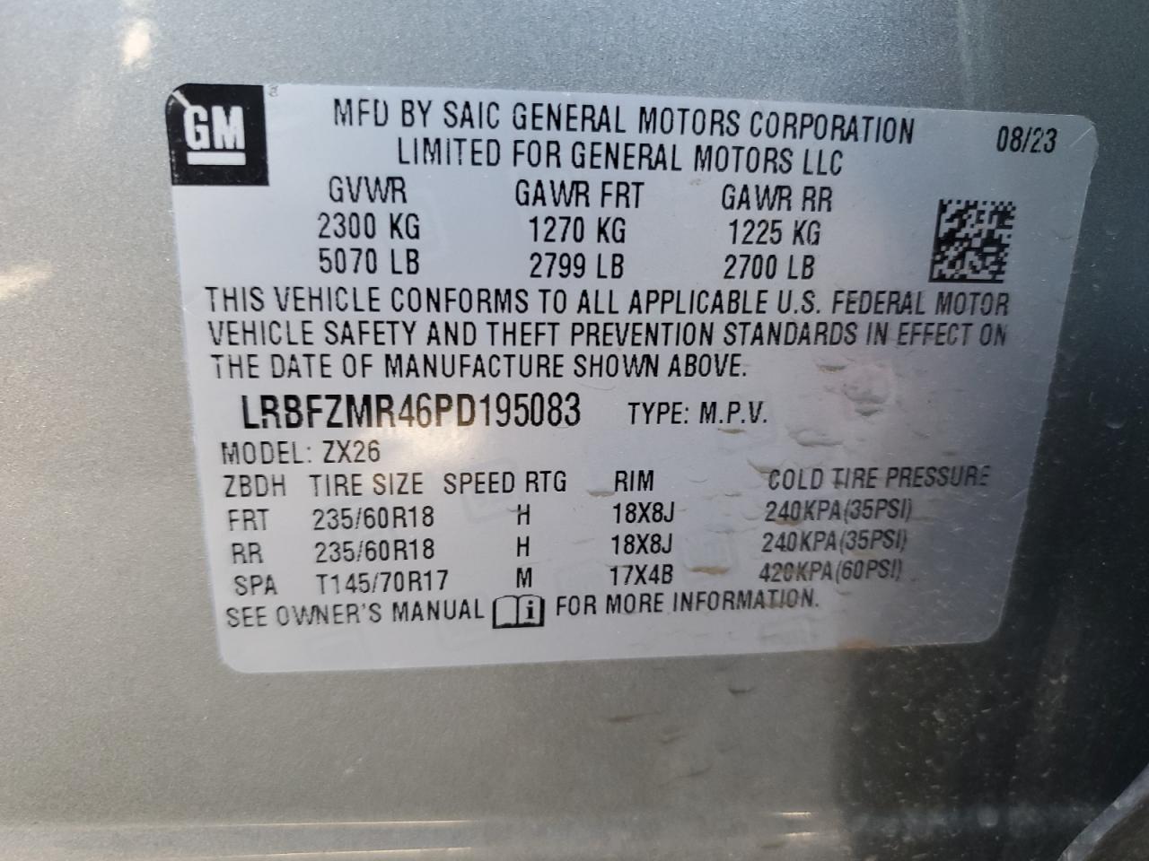 2023 Buick Envision Preferred VIN: LRBFZMR46PD195083 Lot: 48147555