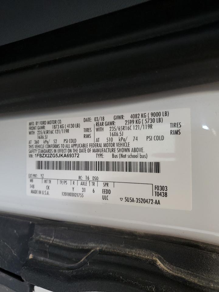 2018 Ford Transit T-350 VIN: 1FBZX2ZG5JKA69372 Lot: 51307275