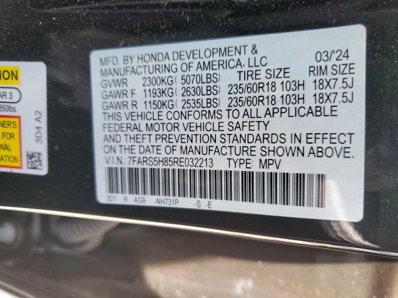 2024 Honda Cr-V Sport-L VIN: 7FARS5H85RE032213 Lot: 49182175