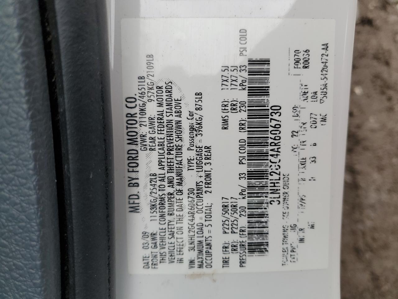 2010 Lincoln Mkz VIN: 3LNHL2GC4AR606730 Lot: 50394165