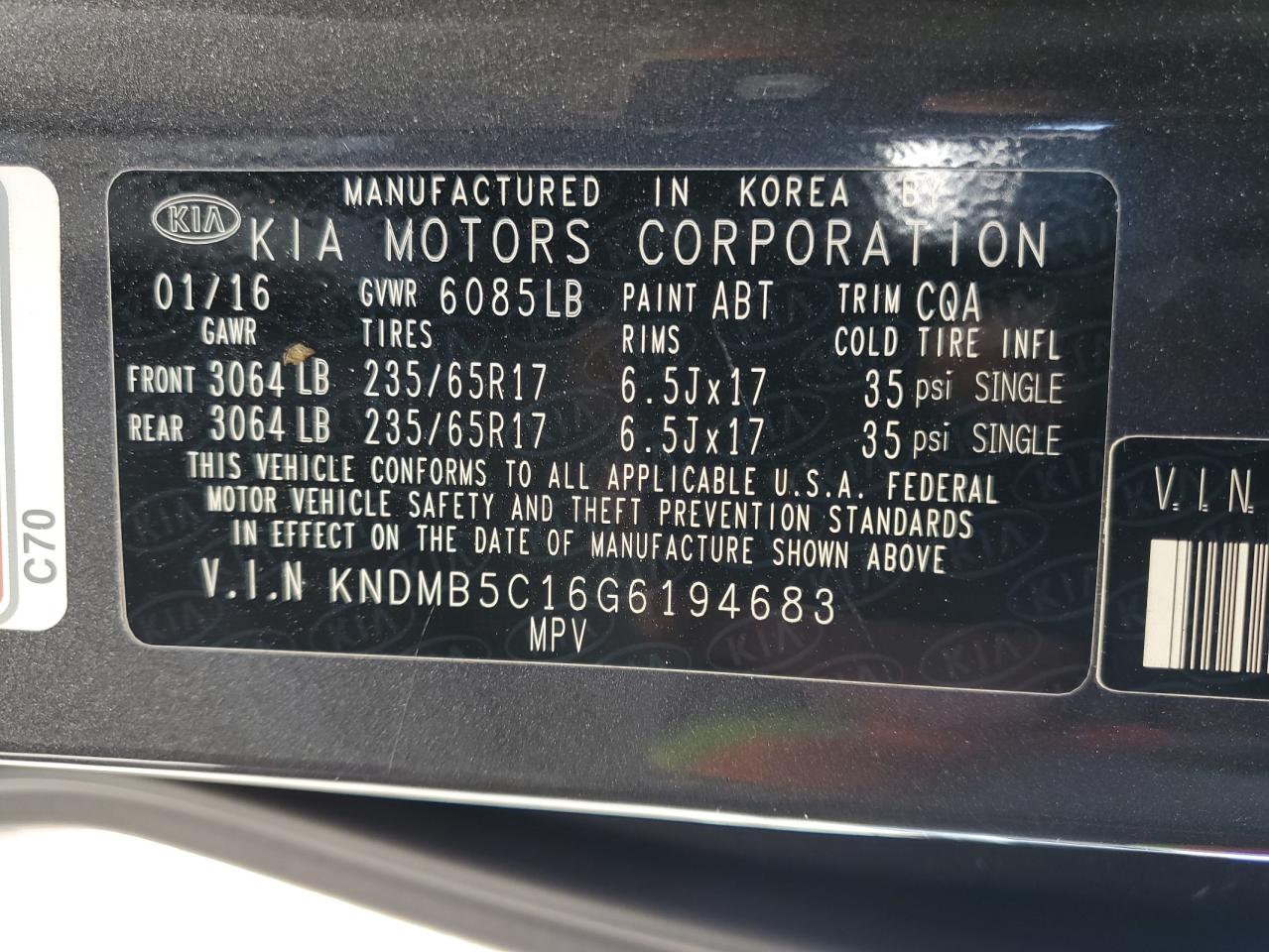 2016 Kia Sedona - Image 14