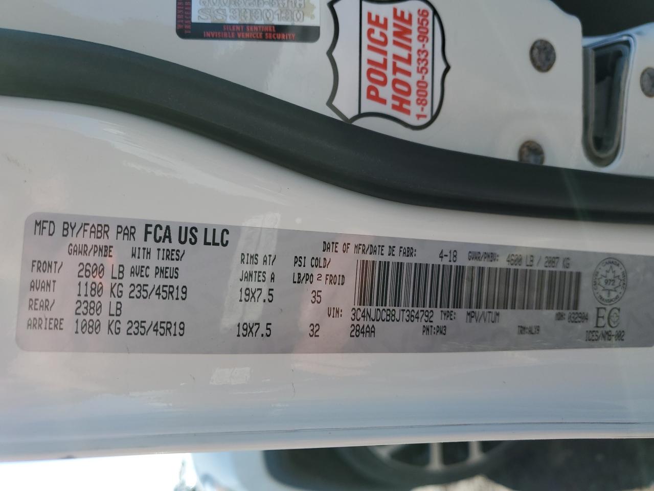 2018 Jeep Compass Limited VIN: 3C4NJDCB8JT364792 Lot: 49605845