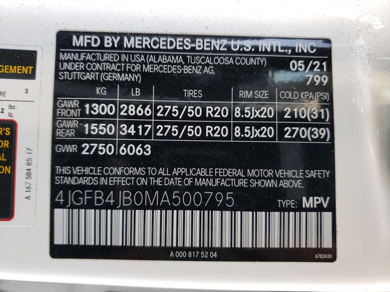 2021 Mercedes-Benz Gle 350 VIN: 4JGFB4JB0MA500795 Lot: 49474685
