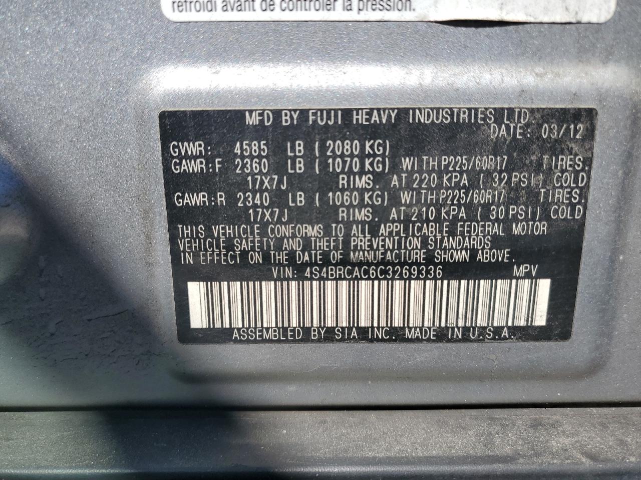 2012 Subaru Outback - Image 15