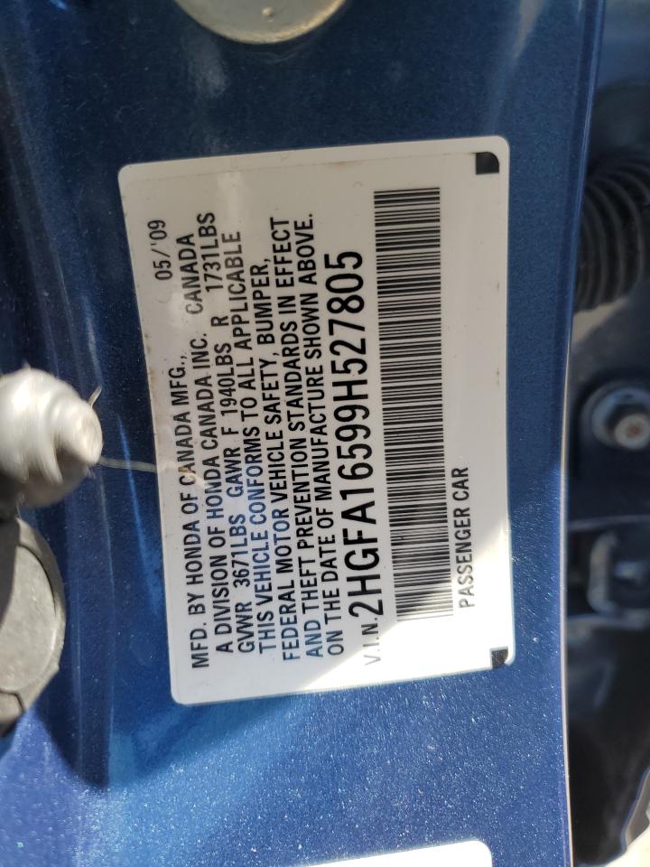 2HGFA16599H527805 2009 Honda Civic Lx