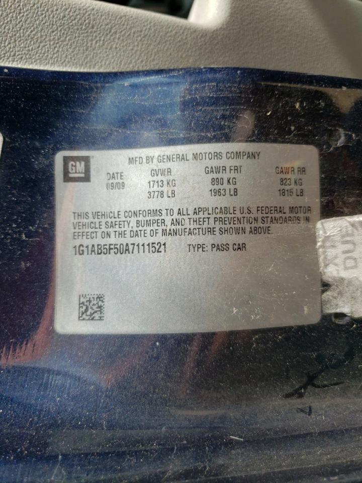 2010 Chevrolet Cobalt Ls VIN: 1G1AB5F50A7111521 Lot: 49704163