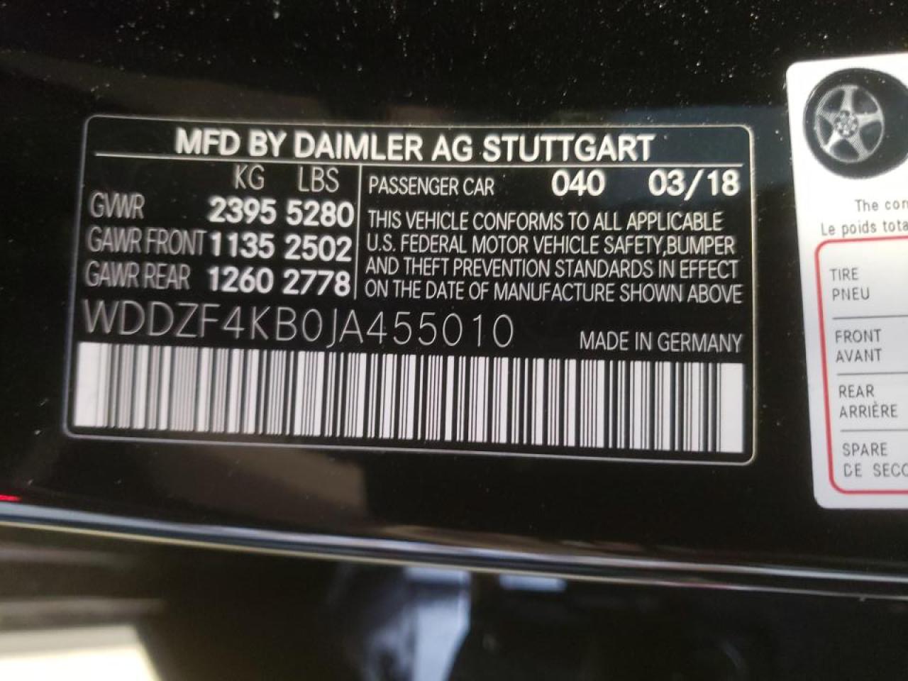 WDDZF4KB0JA455010 2018 Mercedes-Benz E 300 4Matic