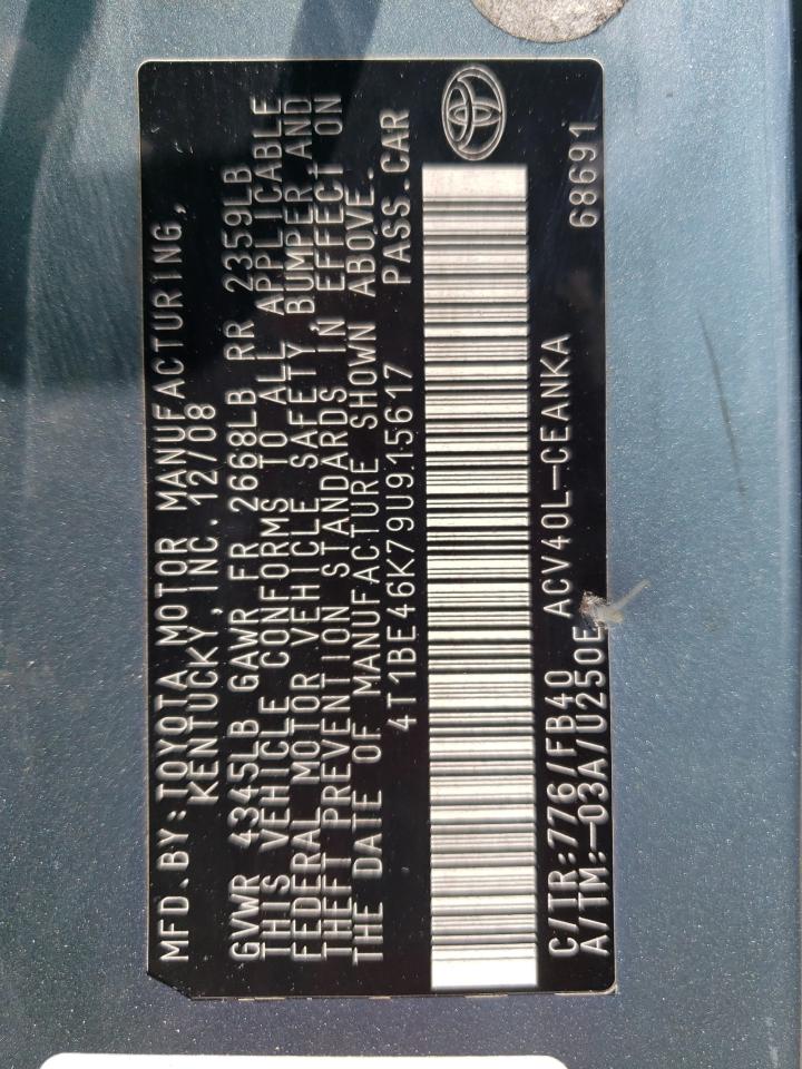 2009 Toyota Camry Base VIN: 4T1BE46K79U915617 Lot: 90721645