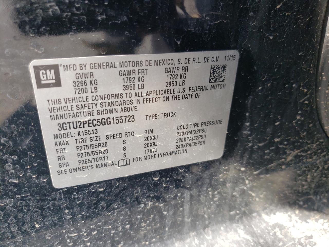 3GTU2PEC5GG155723 2016 GMC Sierra K1500 Denali