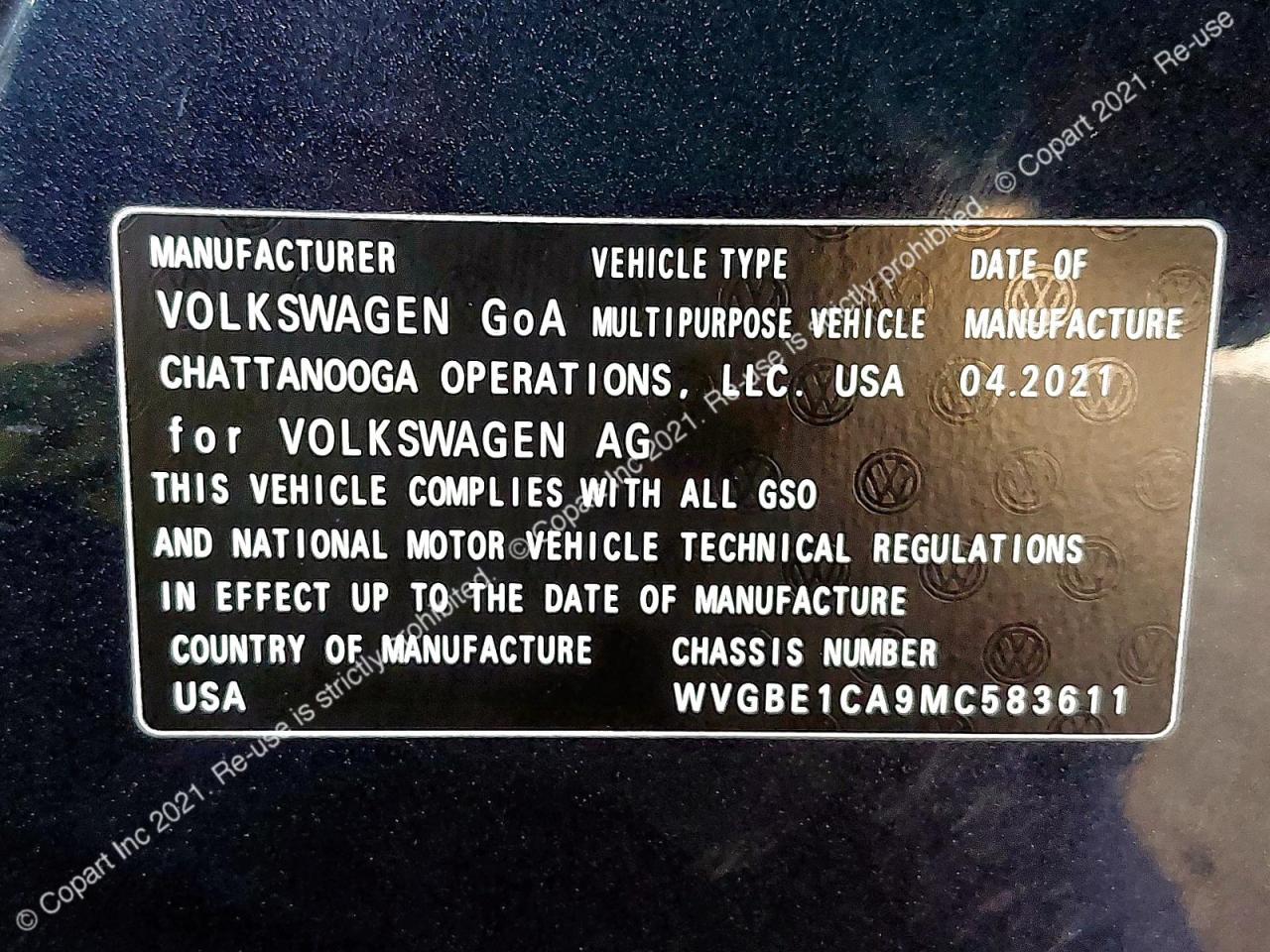 WVGBE1CA9MC583611 - 2021 Volkswagen TERAMONT - #48184263