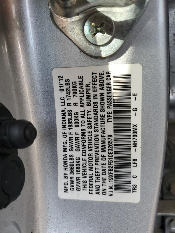 19XFB2F51CE326579 2012 Honda Civic Lx