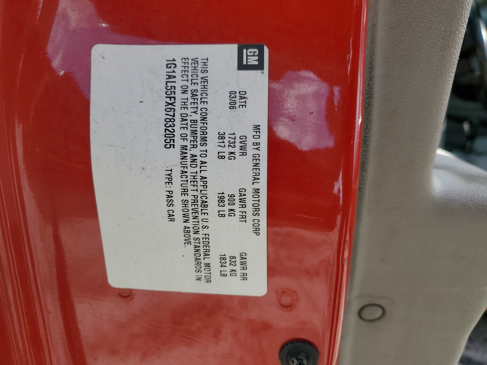 1G1AL55FX67832055 2006 Chevrolet Cobalt Lt