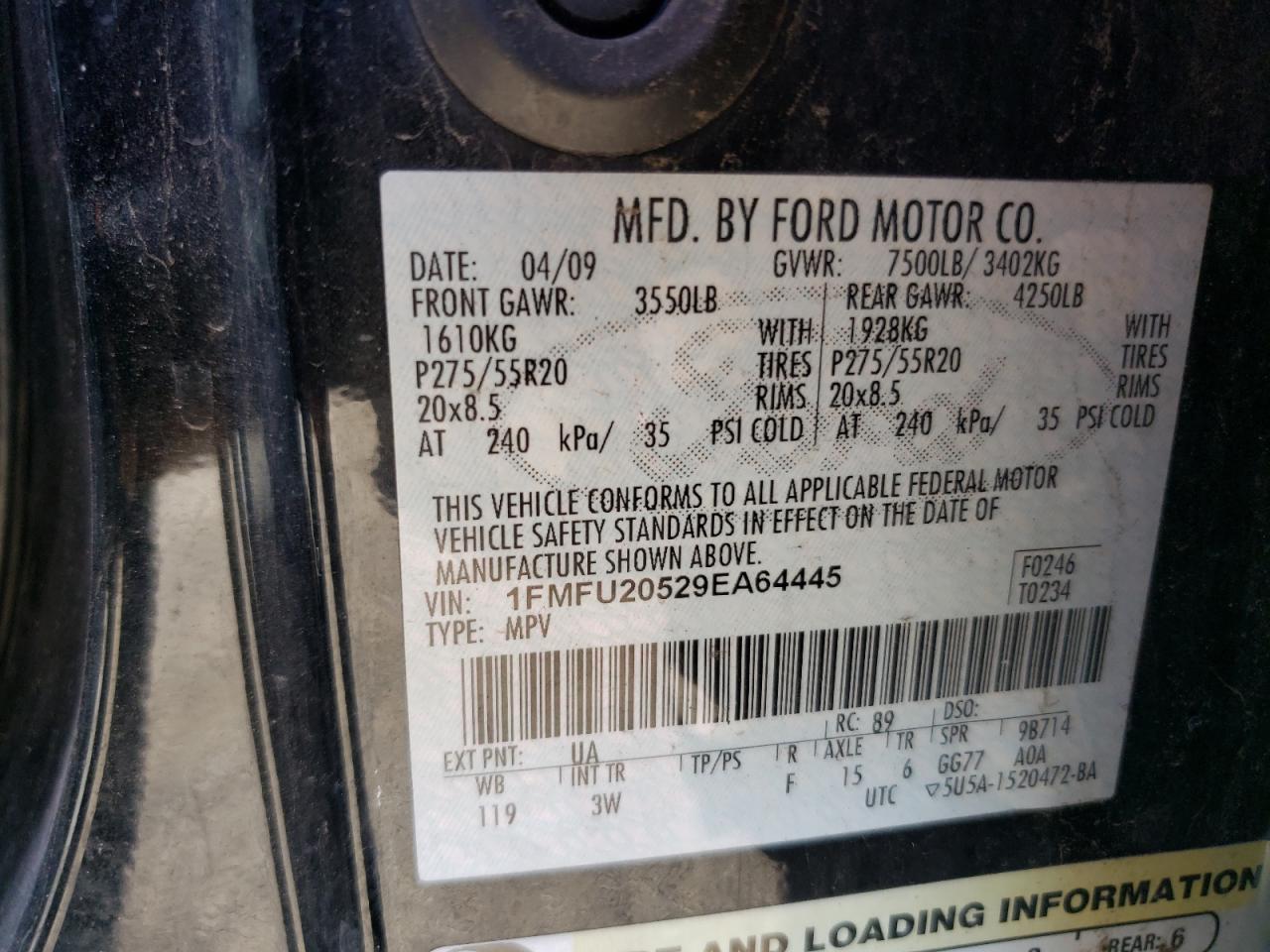 1FMFU20529EA64445 2009 Ford Expedition Limited