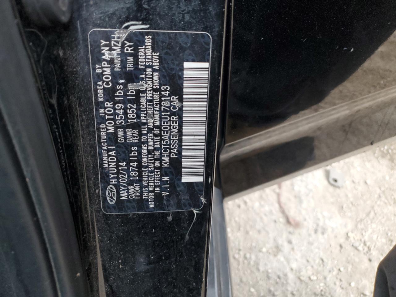 2014 Hyundai Accent Gls VIN: KMHCT5AE0EU178143 Lot: 59018244