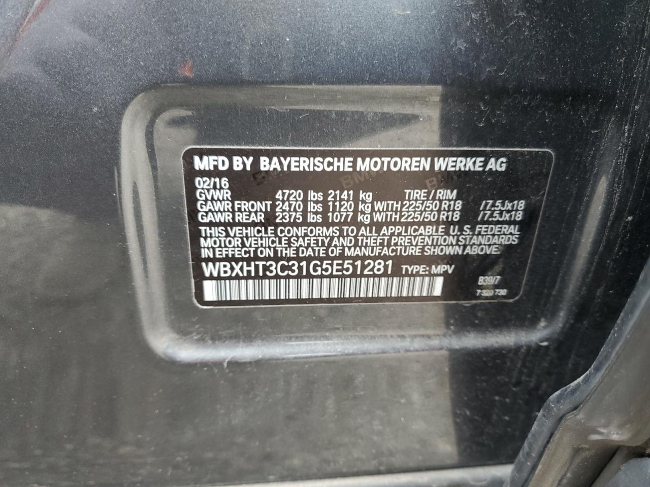 WBXHT3C31G5E51281 2016 BMW X1 xDrive28I