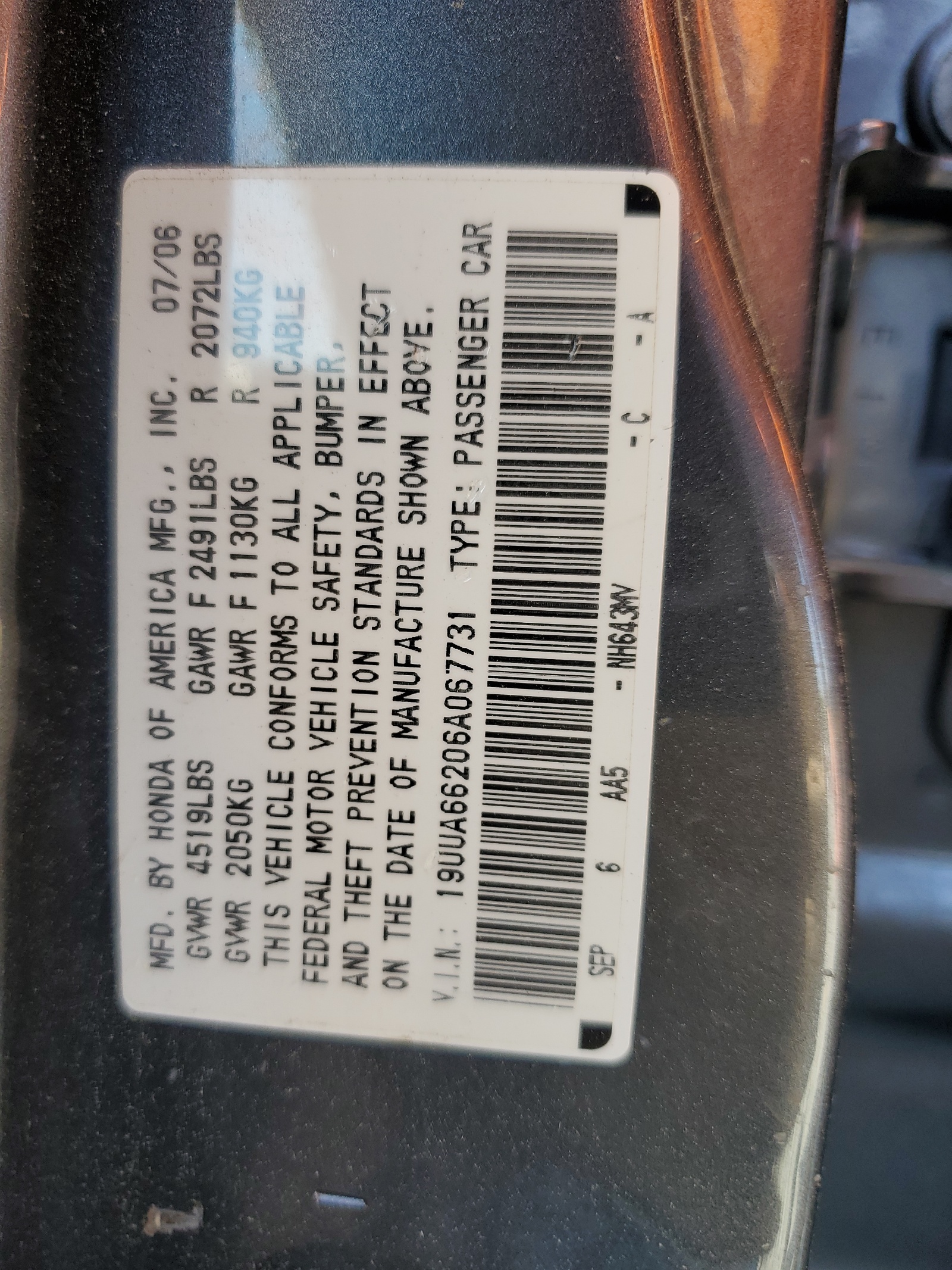 19UUA66206A067731 2006 Acura 3.2Tl