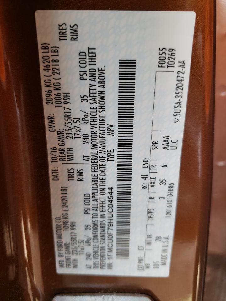 1FMCU0F79HUC04544 FORD ESCAPE 2017