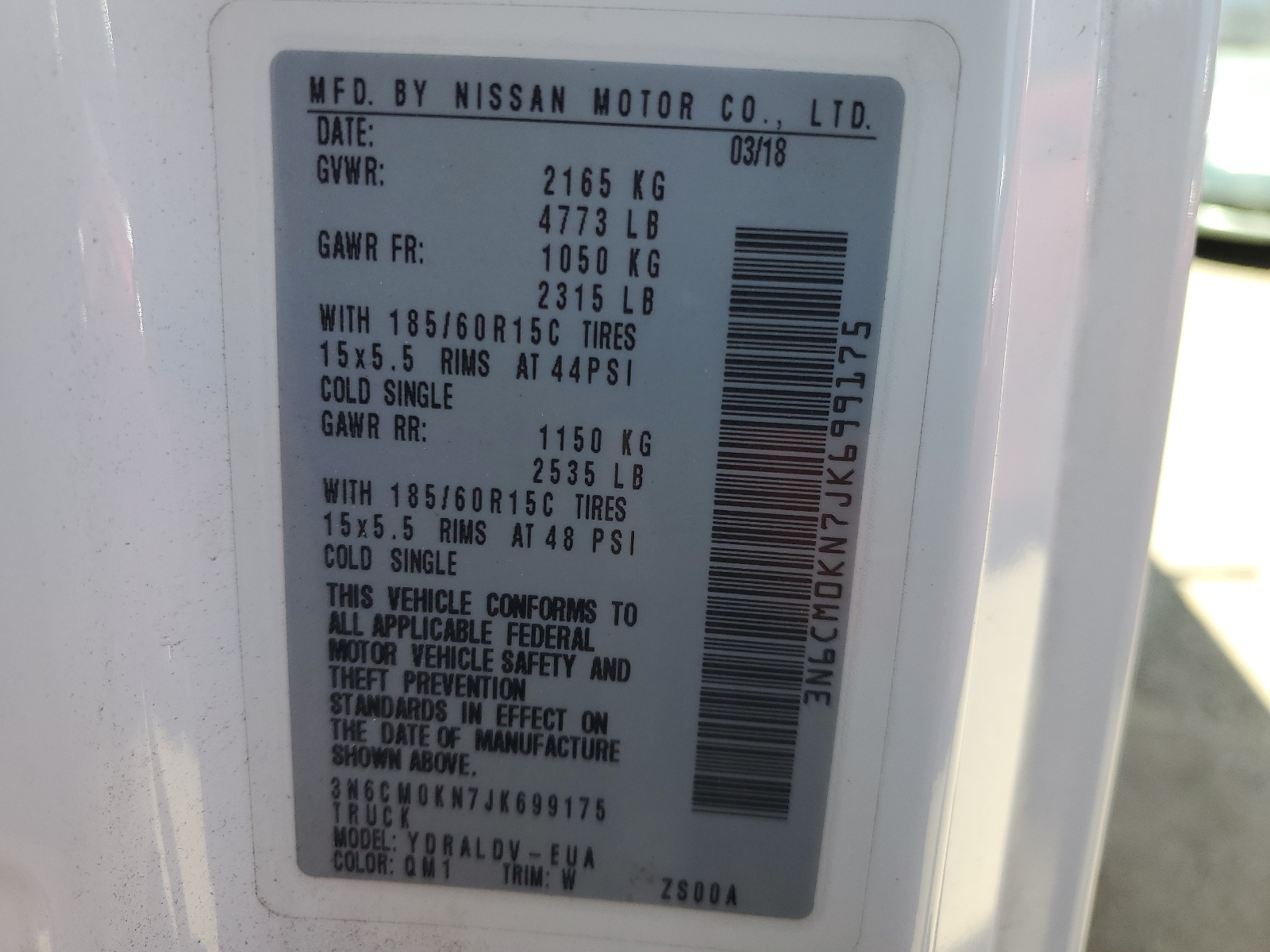 3N6CM0KN7JK699175 2018 Nissan Nv200 2.5S