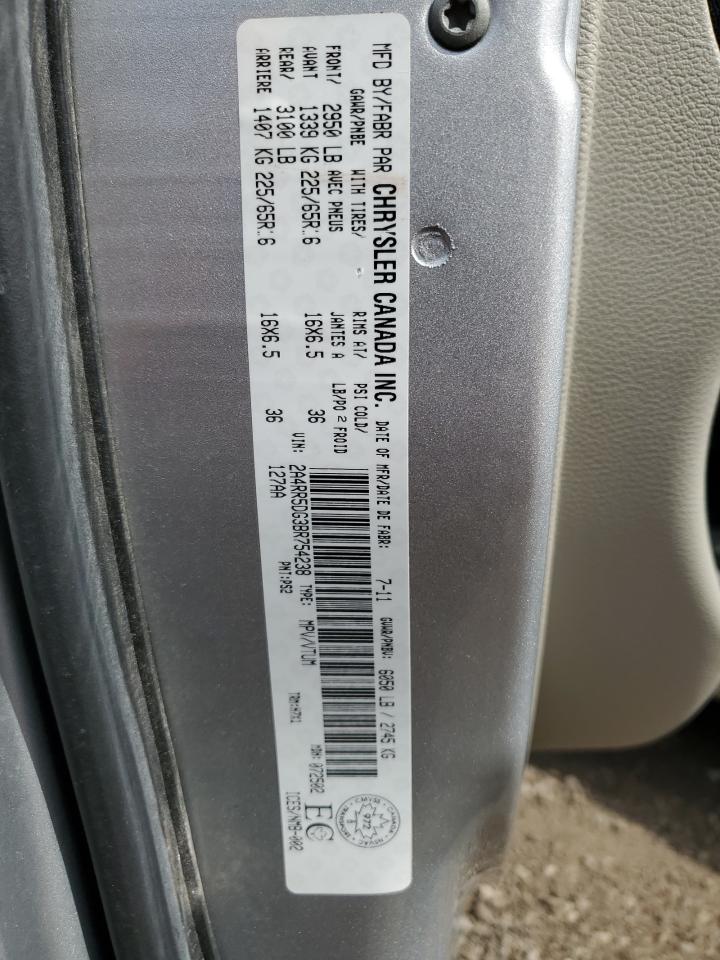 2011 Chrysler Town & Country Touring VIN: 2A4RR5DG3BR754238 Lot: 50465004