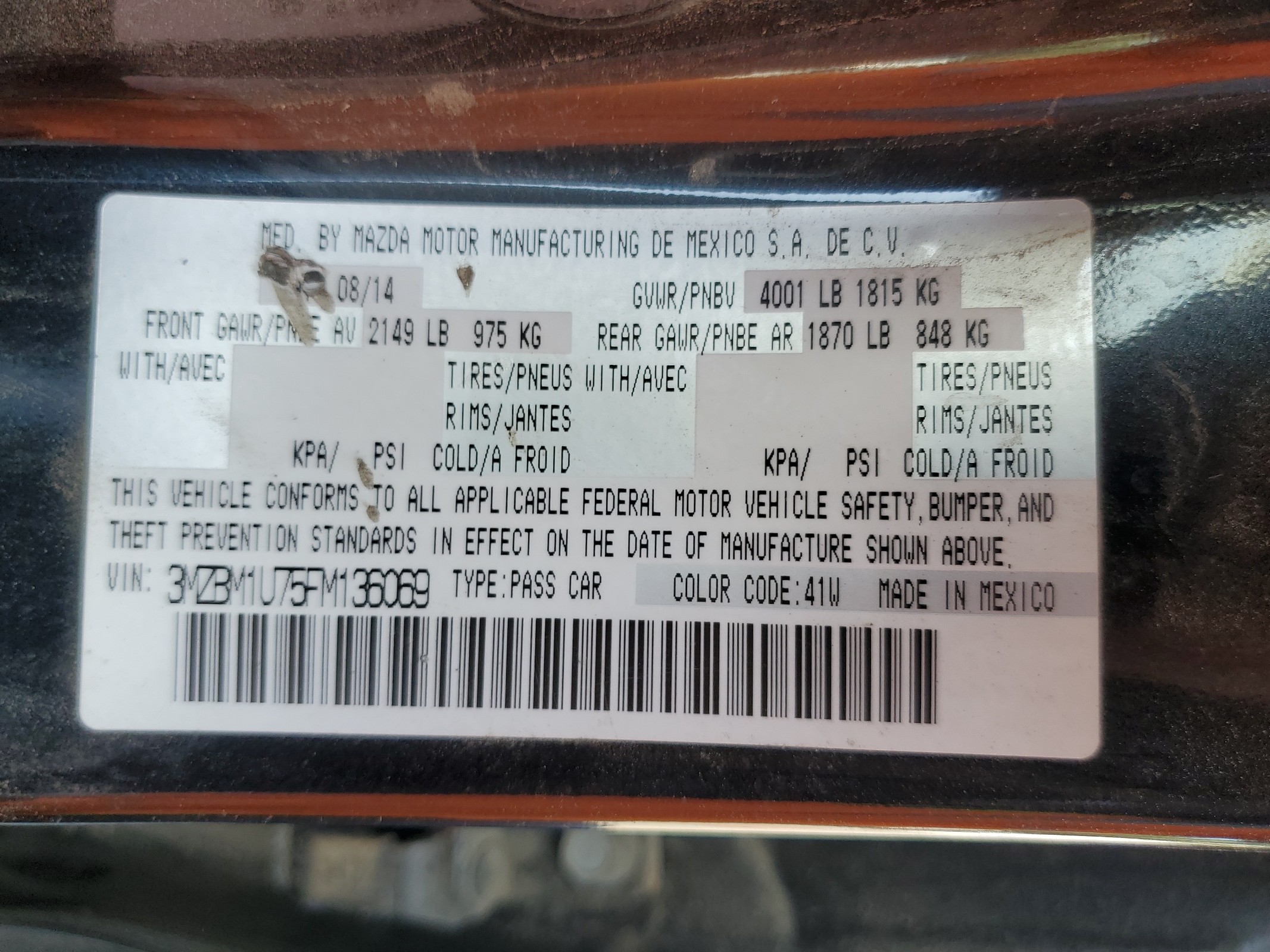 3MZBM1U75FM136069 2015 Mazda 3 Sport