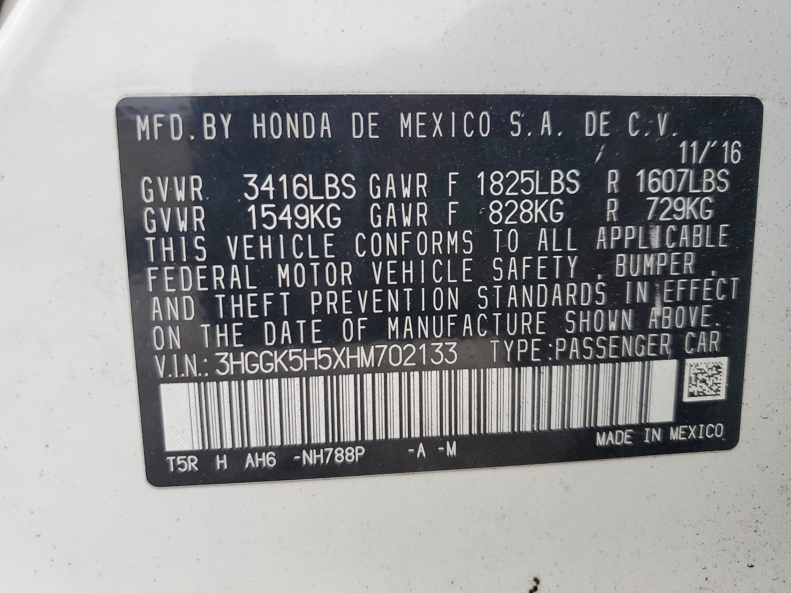 3HGGK5H5XHM702133 2017 Honda Fit Lx